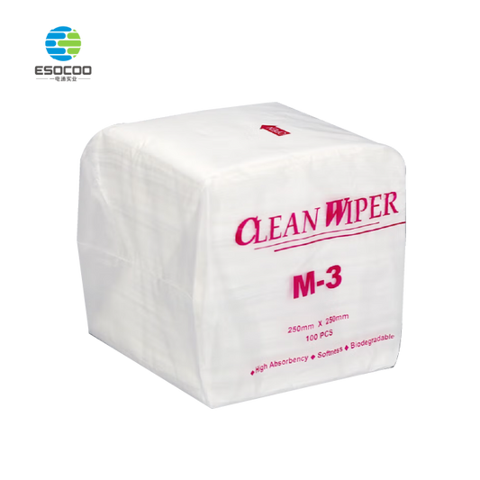 M-3 Industrial Cleanroom Non Woven Lint Free Wipes 35gsm 25X25CM Cleanroom Clean Wiper Paper Wipes
