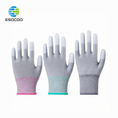 ESD 13G Carbon fibre polyester liner with Pu finger tip coating gloves