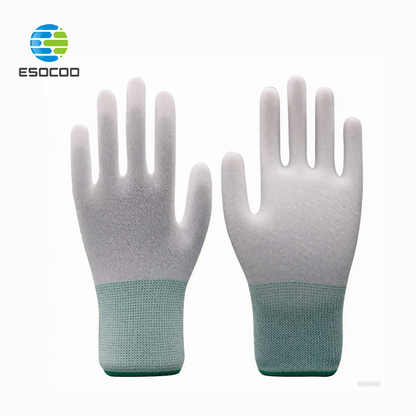 ESD 13G Carbon Fibre Polyester Liner with PU PALM Coating Gloves