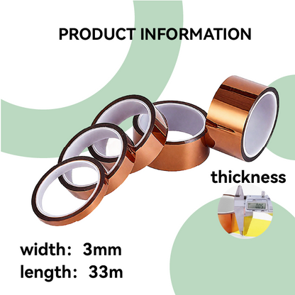 Kapton Tape heat Resistant Polyimide Film adhesive tape 3mm x 33M