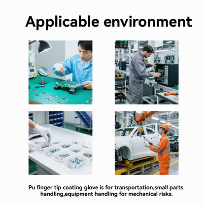 ESD 13G Carbon fibre polyester liner with Pu finger tip coating gloves