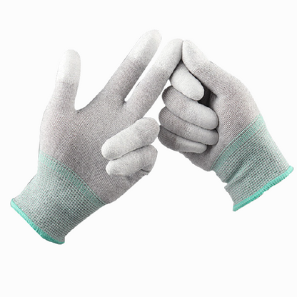 ESD 13G Carbon fibre polyester liner with Pu finger tip coating gloves