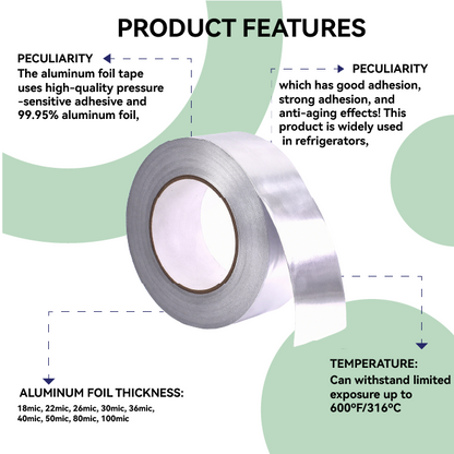 Strong Waterproof Fireproof Heat Resistant Conductive Aluminum Foil Adhesive Tape Trapping Glass Fiber Repair Adhesive Crack Duct Tape Home Renovation Tools