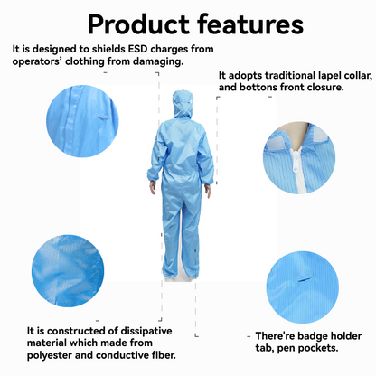 Cleanroom Coverall Reusable Dust Free Anti static Jumpsuit