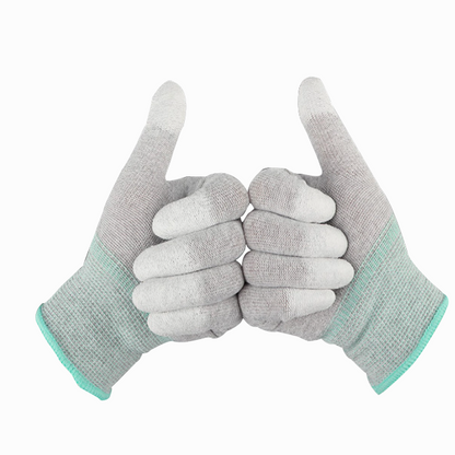 ESD 13G Carbon fibre polyester liner with Pu finger tip coating gloves