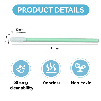 743 Lint Free Green Handle Car Cleaning Cleanroom Swab Flat Square Polyester Swab for hard disks, circuit boards, optical lenses, integrated circuits
