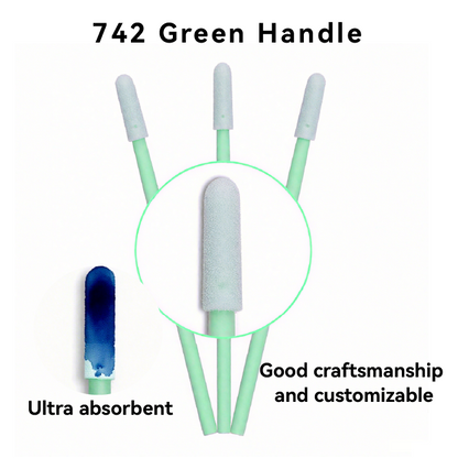 742 Foam Head Green Handle Car Cleaning Cleanroom Swab Round Foam Swab for hard disks, circuit boards, optical lenses, integrated circuits