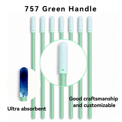 757 Foam Head Green Handle Car Cleaning Cleanroom Swab Round Foam Swab for hard disks, circuit boards, optical lenses, integrated circuits